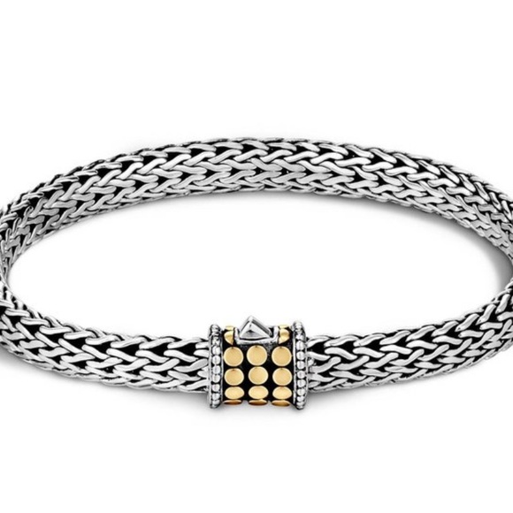 John Hardy Silver and Gold Woven Bracelet